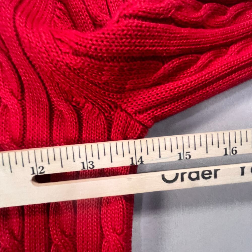 Lauren Ralph Lauren Red Cable Knit Full Zip Sweater Jacket XXS Gold Logo - Picture 5 of 7